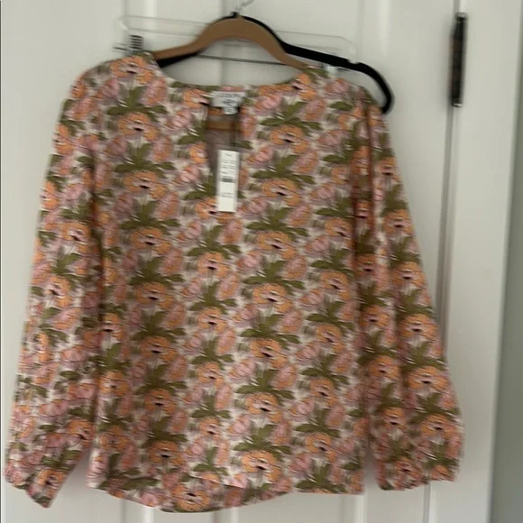 2 NWT Jcrew/Liberty of London size M Floral Pink and Green Women's Top - Picture 3 of 11
